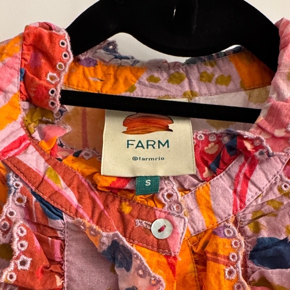 Farm Rio, Colorful Ruffled Floral Blouse, Size Small - Picture 2 of 2